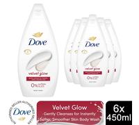 Dove Velvet Glow Body Wash 0% Sulfate SLES for Soft & Smoother Skin 450ml, 6pk