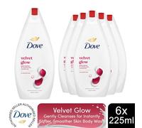Dove Velvet Glow Body Wash 6 Pack, 0% Sulfate SLES Shower Gel, 225ml