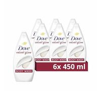Dove Velvet Glow Body Wash Body Cleanser shower gel with plant-based moisturisers for softer, smoother skin after one shower 6x 450 ml