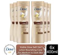 Dove Visible Glow Self-Tan Lotion Nourishing Care For Medium-Dark Skin, 2x400ml