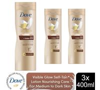 Dove Visible Glow Self Tan Lotion Medium to Dark, 3 Pack, 400ml