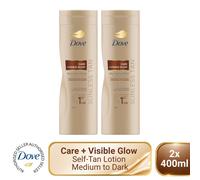 Dove Visible Glow Self-Tan Lotion Nourishing Care Medium to Dark Skin, 2x400ml