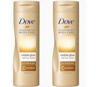 Dove Visible Glow Tinted Moisturiser Fair to Medium 250ml Pack of 2 - Gradual Self Tan Body Lotion for Natural Glowing Skin with Nourishing Moisturising Formula