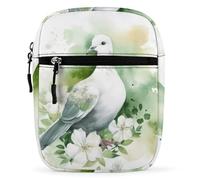 Dove with A Flower Crossbody Bags Small Crossbody Bag with Adjustable Strap Cute Everywhere Belt Bags Crossbody Purse for Women Men Shoulder Purse