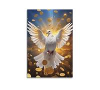 Dove with Coins Wall Art, Artistic Print, Fantasy Poster, Unique Canvas Picture, Artistic Decor for Living Room Artistic Wall Mural Modern Hanging Decor Poster24x36inch(60x90cm)