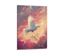 Dove with Cross Wall Art, Artistic Print, Religious Poster, Unique Canvas Picture Artistic Wall Mural Modern Hanging Decor Poster20x30inch(50x75cm)