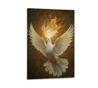 Dove with Fire Wall Art, Artistic Print, Fantasy Poster, Unique Canvas Picture, Artistic Decor for Living Room Artistic Wall Mural Modern Hanging Decor Poster08x12inch(20x30cm)