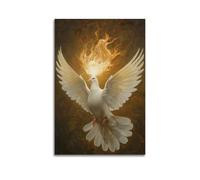 Dove with Fire Wall Art, Artistic Print, Fantasy Poster, Unique Canvas Picture, Artistic Decor for Living Room Artistic Wall Mural Modern Hanging Decor Poster08x12inch(20x30cm)