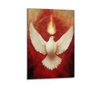 Dove with Fire Wall Art, Artistic Print, Fantasy Poster, Unique Canvas Picture Artistic Wall Mural Modern Hanging Decor Poster20x30inch(50x75cm)