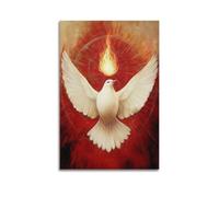 Dove with Fire Wall Art, Artistic Print, Fantasy Poster, Unique Canvas Picture Artistic Wall Mural Modern Hanging Decor Poster20x30inch(50x75cm)