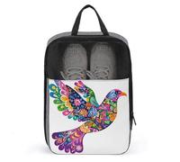 Dove with Floral Motifs Shoe Bag for Travel Daily Use Anti-dust Storage Carrier Golf Shoe Pouch