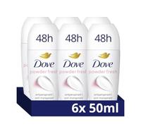 Dove Powder Women's Antiperspirant Deodorant Roll On for 48 hour odour protection with ¼ moisturising cream 50 ml, Pack of 6