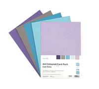 Dovecraft | A4 Coloured Card Pack | Double Sided | 180gsm Card Stock | 50 Sheets | 21cm x 29.7cm | Card Pack for Crafts, Invitations, Wedding | Cool Tones