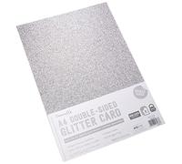 Dovecraft A4 Double-Sided Glitter Card 350GSM - Non Shed - Acid and Lignin Free - For Die-Cutting, Cricut, Brother and Silhouette - For Party, Papercraft, Stationery and Home Décor, Silver (6 Pack)