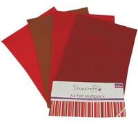 Trimcraft DCFL024 Dovecraft Essentials - A4 Premium Coloured Crafting Felt - Red, 8 Pack