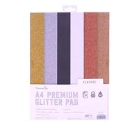 Dovecraft A4 Glitter Card Pad - 24 Sheets - Non-shed - 300 GSM - 6 Colours - Gold, Silver, White, Black, Copper and Rose Gold - for Scrapbooking, Card Making, Home Décor, Party Crafts, One Size