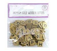 Dovecraft DCBS227 Essentials Alphabet Letters Wooden-Scrabble Letters-150 Pieces-Uppercase Tiles for Card Making, DIY, Papercraft, Home Décor & Scrapbooking, Gold, One Size