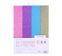 Dovecraft Glitter A4 Pad-Pastels - 24 Sheets - Non-shed - 300GSM - 4 Colours - Pink, Purple, Blue & Green-for Scrapbooking, Card Making, Home Décor, Party Crafts, Multicolour, One size