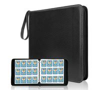 DOVEKERY Trading Card Binder 12 Pocket, 1200 Cards Collection Folder with 50 Sleeves, Zipper Card Organizer Album for Baseball, Football, Basketball Card, Black