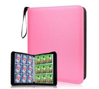 DOVEKERY Trading Card Binder 9 Pocket, 1080 Cards Collection Folder with 60 Sleeves, Zipper Card Organizer Album for Baseball, Football, Basketball Card, Pink