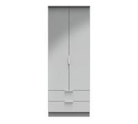 Dover 2 Drawer Double Wardrobe In Dusk Grey (Ready Assembled)