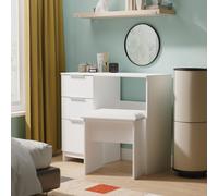 Dover 2 Piece Bedroom Set - Vanity & Stool (Ready Assembled) Ready Assembled 2 U White One Size