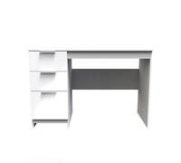Dover 3 Drawer Desk In White & White Matt (Ready Assembled)