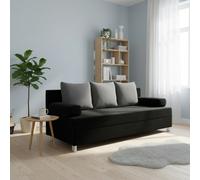 Dover 3 Seater Sofa Bed With Storage Upholstered Back Detachable Cushions 192Cm Black And Grey