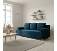 Dover 3 Seater Sofa Bed With Storage Upholstered Back Detachable Cushions 192Cm Blue