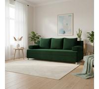 Dover 3 Seater Sofa Bed With Storage Upholstered Back Detachable Cushions 192Cm Green