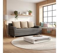Dover 3 Seater Sofa Bed With Storage Upholstered Back Detachable Cushions 192Cm Grey And Beige