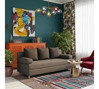 Dover 3 Seater Sofa Bed With Storage Upholstered Back Detachable Cushions 192Cm Grey And Dark Grey