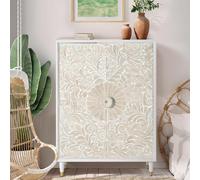 Dover Cabinet - White Carved Mango Wood - 2 Door