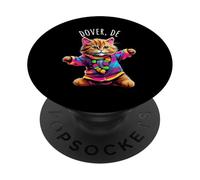 Dover Delaware USA Fun Cute Colorful Dancing Cat Design PopSockets Adhesive PopGrip