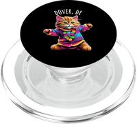 Dover Delaware USA Fun Cute Colorful Dancing Cat Design PopSockets PopGrip for MagSafe