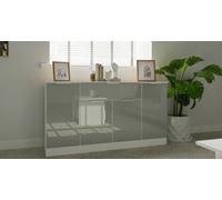 Dover Wide 4 Door 1 Drawer Sideboard In Uniform Grey & White Matt (Ready Assembled)