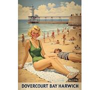 Dovercourt Bay Harwich Poster - A4 Wall Art, Wanderlust Print, Inspirational World Map, Vintage City, Retro Poster, Home Decor for Living Room, Office, Gift Idea for Travel Lovers