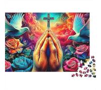 Doves in Paradise after School Activity Praying Hands 1000 Pieces Ultra Difficult Collectors Mind Relaxation Office Break Kids Beginners 52x38cm/1000pcs