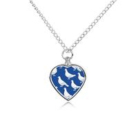 Doves on Blue Pet Ash Necklace Keepsake Memorial Heart Pendant Jewelry