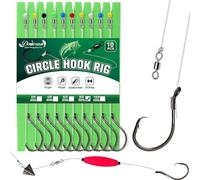 Dovesun 10PCS Circle Hooks Rigs Pre-rigged Catfish Rig Fishing Hooks for Saltwater Freshwater Circle Hooks Catfish Hooks 8/0