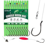 Dovesun 10PCS Circle Hooks Rigs Pre-rigged Catfish Rig Fishing Hooks for Saltwater Freshwater Circle Hooks Catfish Hooks 4/0