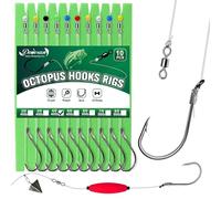 Dovesun 10PCS Pre-rigged Catfish Rig Fishing Hooks for Saltwater Freshwater Octopus Hooks Rigs Circle Hooks Offset Catfish Hooks 4/0