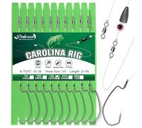 Dovesun 10PCS Ready Tied Carolina Rig Kit for Bass Fishing Catfish Rig Catfish Hook Kit with Bass Hooks Swivel, Fluorocarbon Line, Weights 1/2 OZ