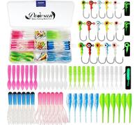 Dovesun 110pcs Crappie Lures with Jig Heads Hooks Kit- Soft Plastic Grubs-Tubes Bait 80Pcs 0.8g 1.75g 3.5g 30Pcs Crappie Jigs Fishing Lures Kit for Saltwater Freshwater Fishing