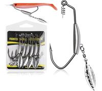 Dovesun 12PCS Underspin Swimbait Weighted Swimbait Hooks Saltwater Freshwater Worm Weedless Hooks for Bass Fishing 5/0