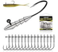 Dovesun 15PCS Hover Rig Jighead Swimbait Jig Heads for Bass Fishing Bass Hooks 1/0 Hover Strolling Rig Kit Fishing Jig Heads 1/16OZ
