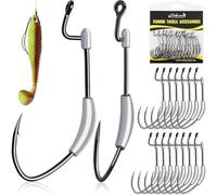 Dovesun 15PCS Weighted Swimbait Hooks EWG Weighted Fishing Hooks for Saltwater Freshwater Worm Weedless Hooks for Bass Fishing 5/0, Weight- 1/4OZ