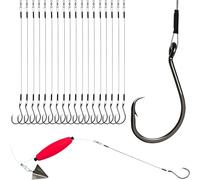 Dovesun 20PCS Fishing Hooks Set Circle Hooks for Catfish Hooks Catfish Rigs Saltwater Freshwater Five Sizes 2/0 Pre-rigged Circle Hooks Wire Leader