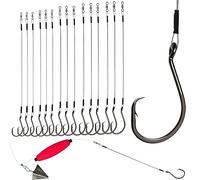 Dovesun 30PCS Fishing Hooks Set Circle Hooks for Catfish Hooks Catfish Rigs Saltwater Freshwater Five Sizes 2/0 4/0 6/0 8/0 10/0 Pre-rigged Circle Hooks Wire Leader