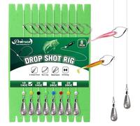 Dovesun 8PCS Ready Tied Drop Shot Rigs for Bass Fishing, Drop Shot Hooks, Weights 1/4OZ & 3/8OZ, Fluorocarbon Line, Weedless Hooks 1/0
